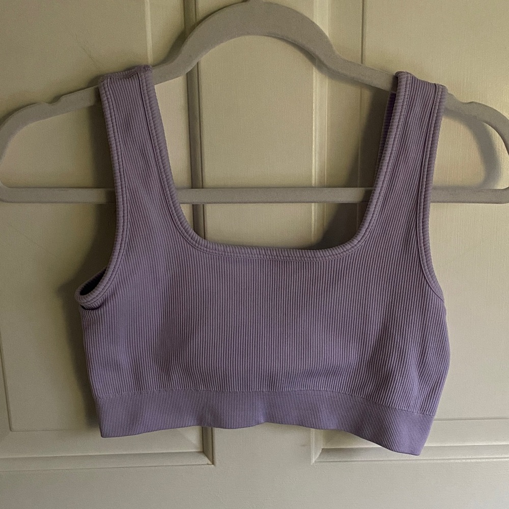 Fabletics Women's Purple Ribbed Sports Bra